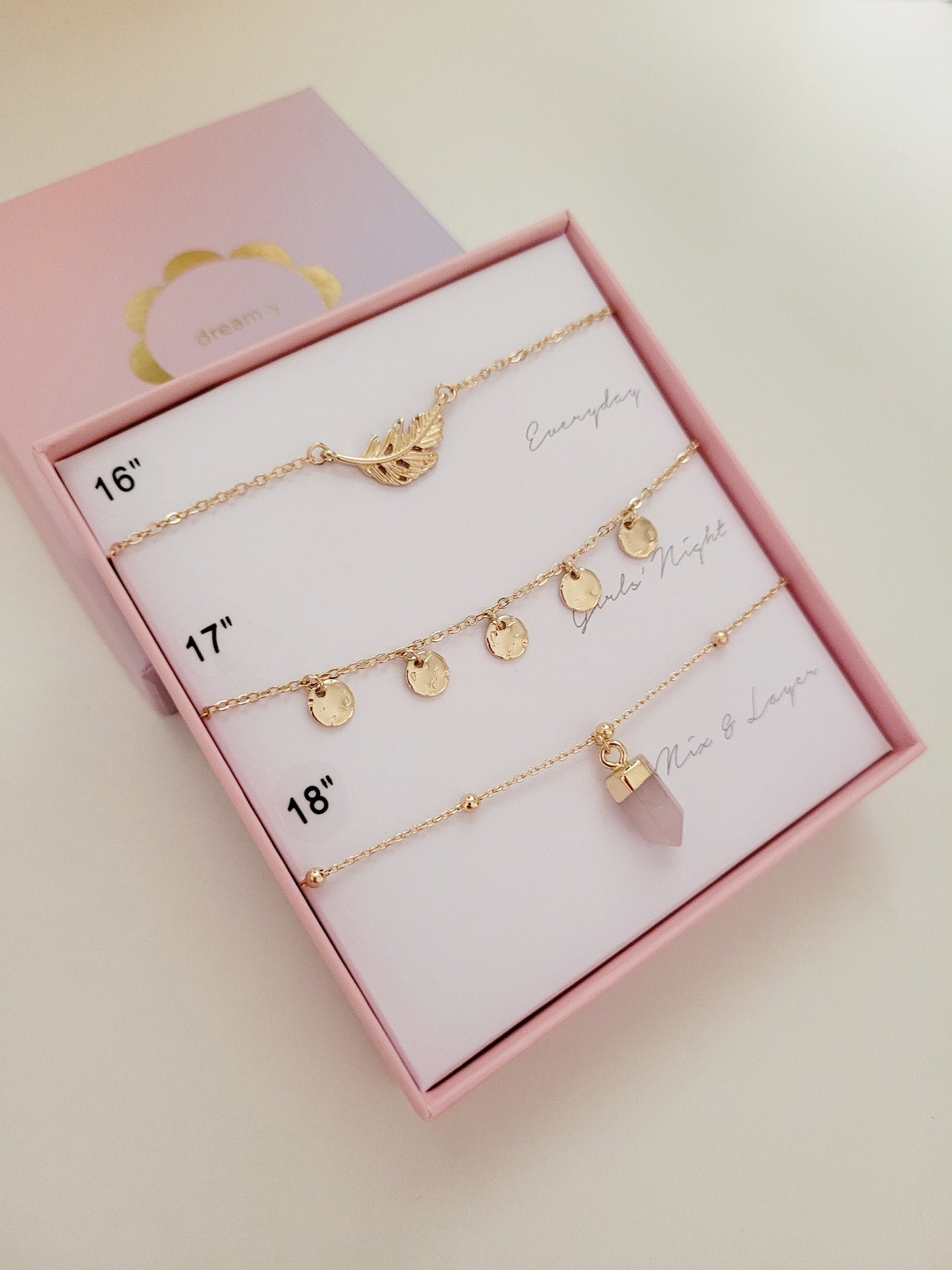 Set de 3 cadenas Feather