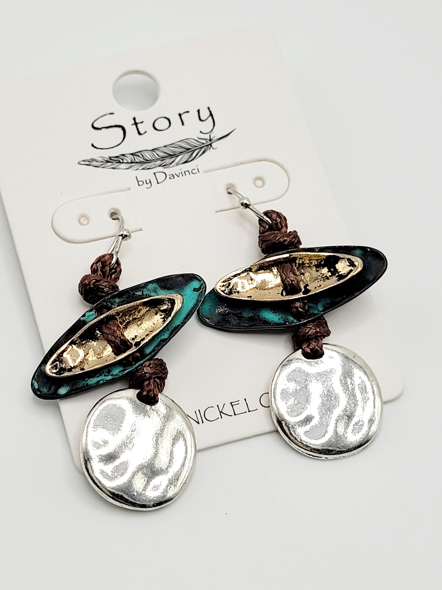 Oval and disc earrings