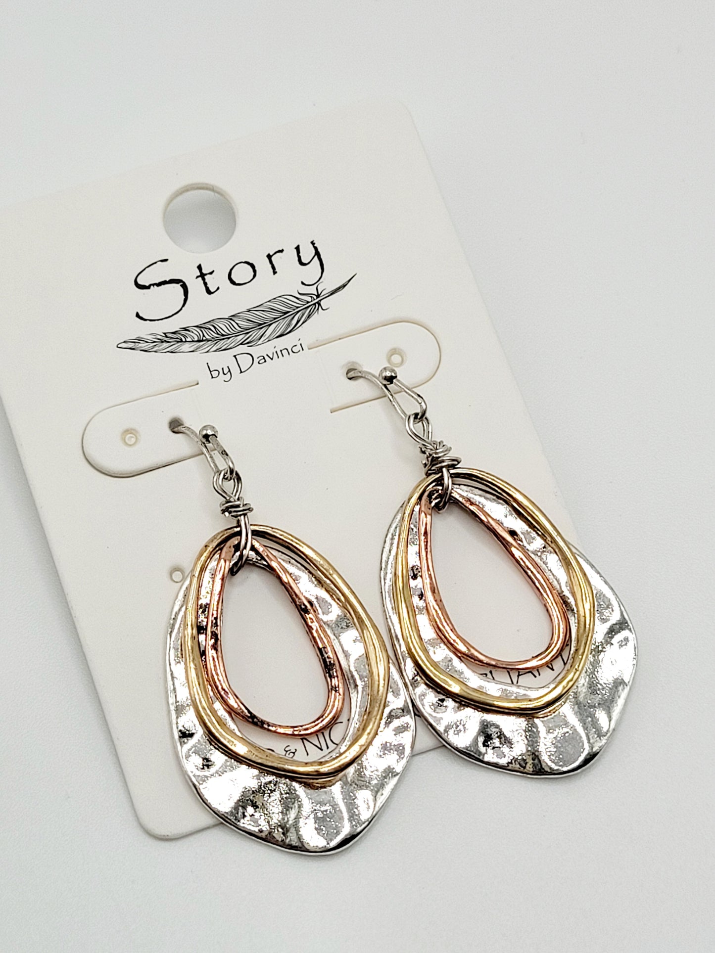 Triple metal earrings