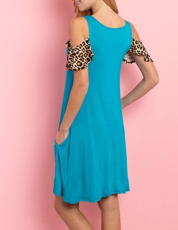 Turquoise leopard dress