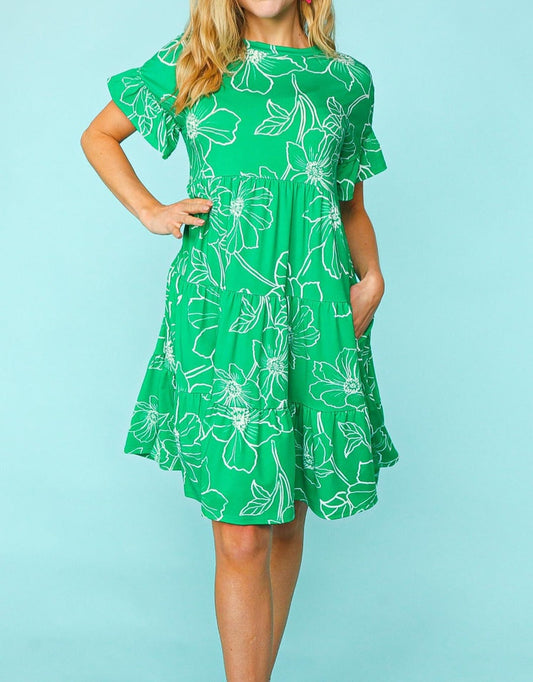 Emerald floral dress Plus
