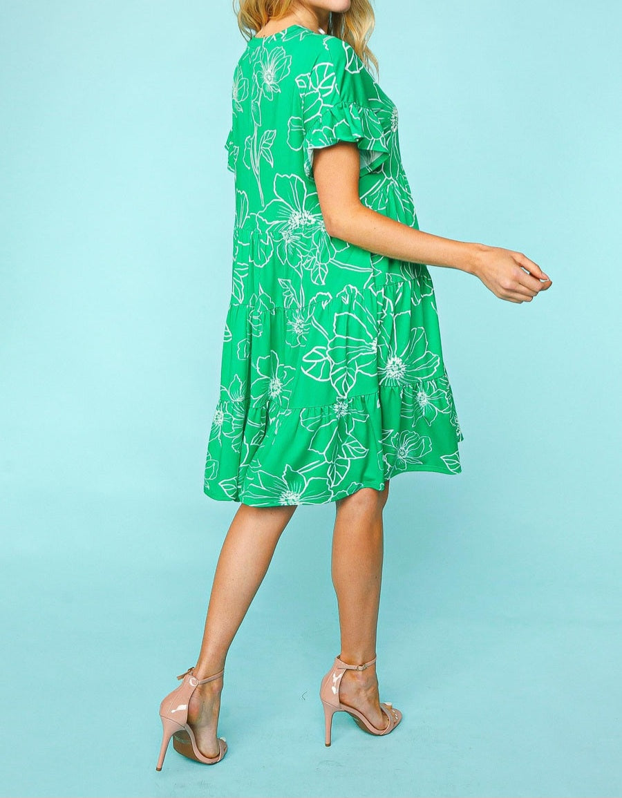 Emerald floral dress Plus