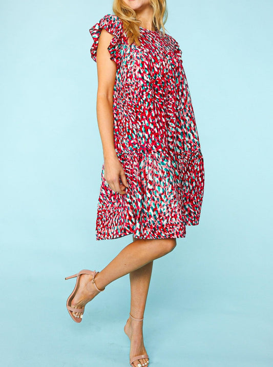 Red multi dress Plus