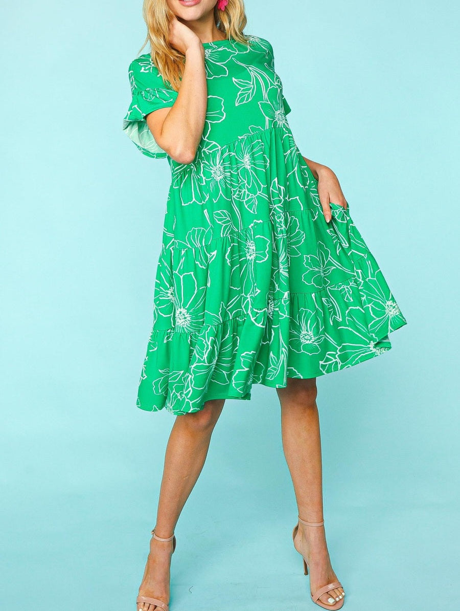 Emerald floral dress Plus