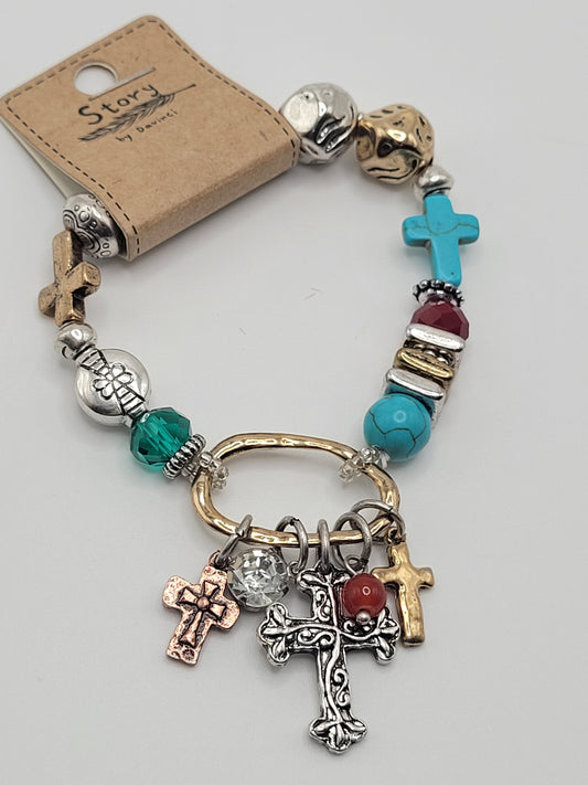 Multi cross charms bracelet