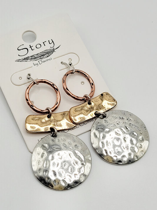 Disc drop earrings