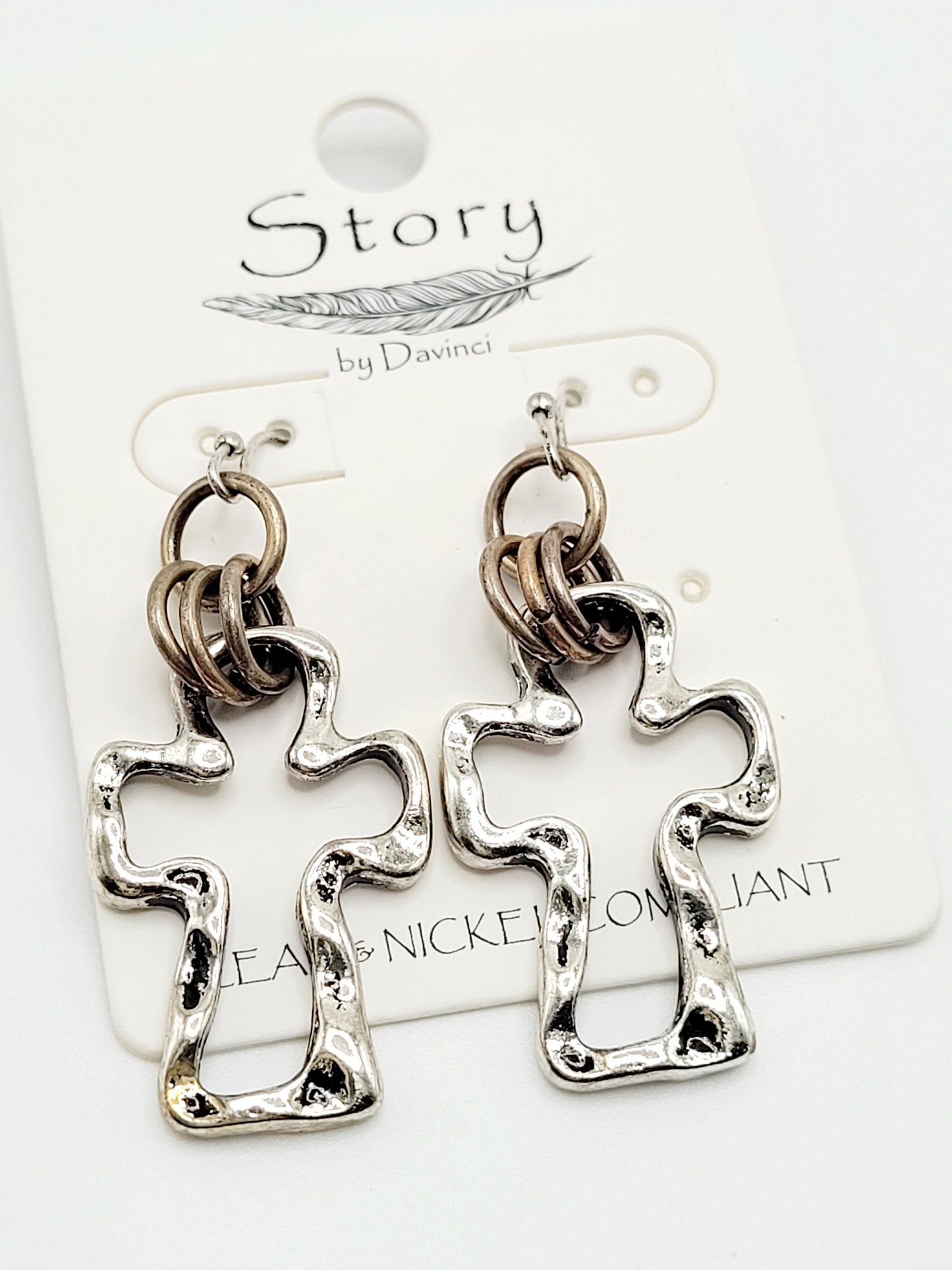 Hammered cross earring