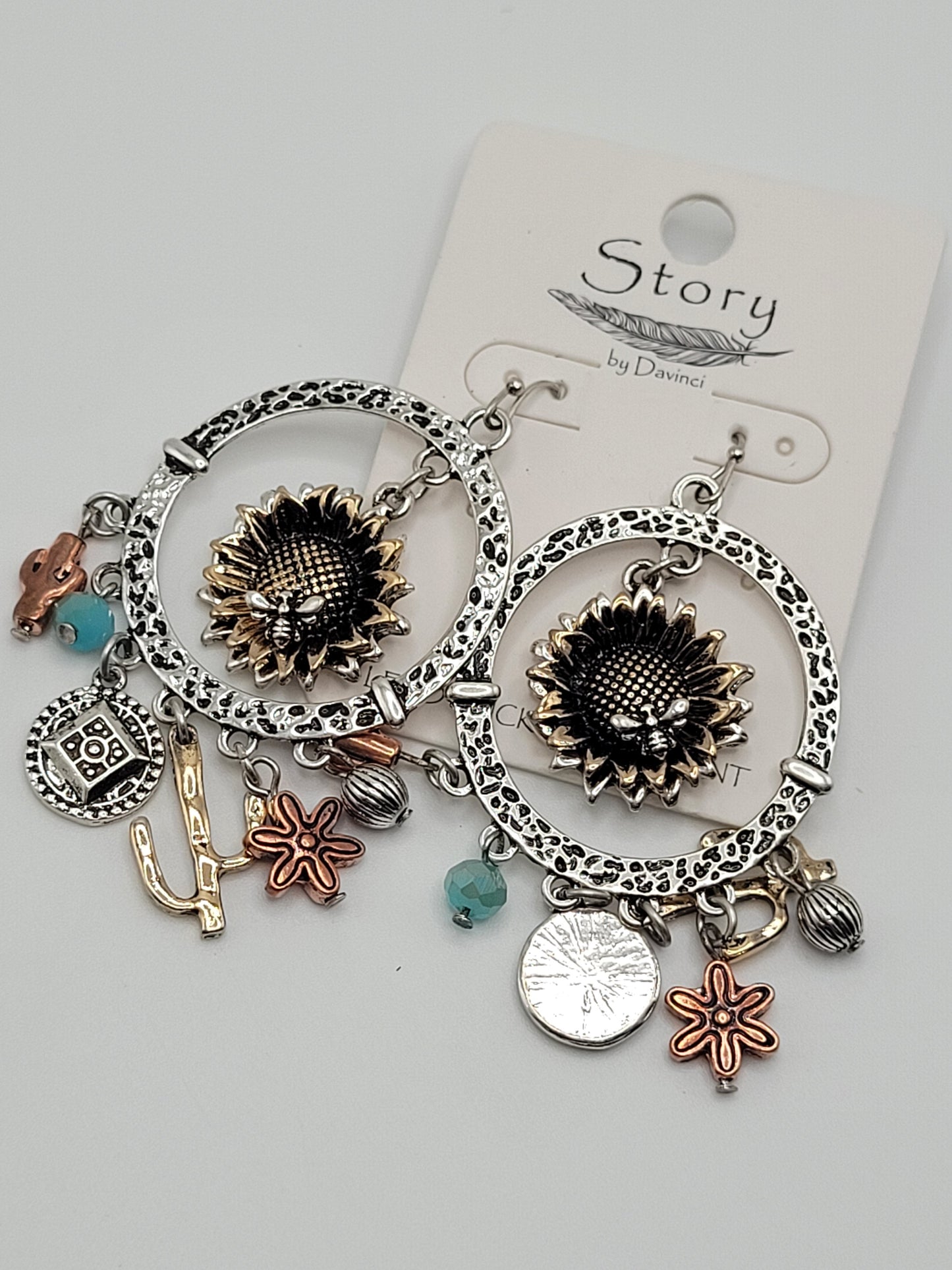 Cactus and sunflower earrings