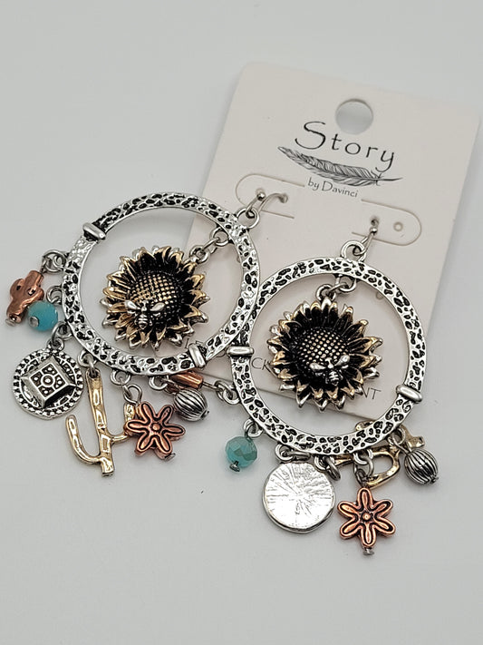 Cactus and sunflower earrings